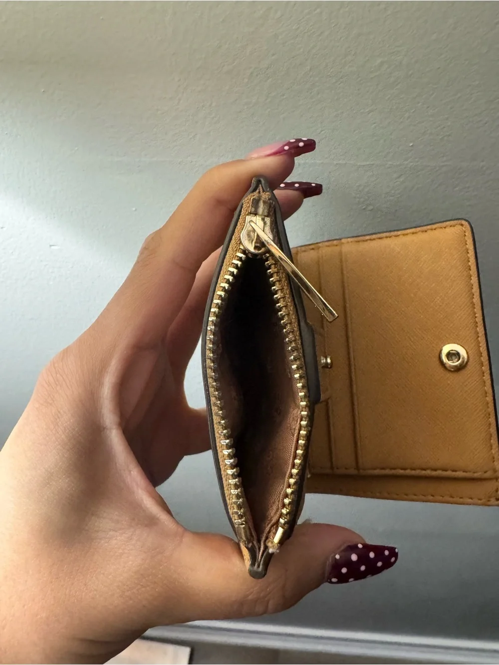 Tory Burch Pebbled Saffiano Leather Wallet in Mustard